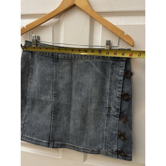 Wishlist Dark Navy Denim Mini Skirt with side button detail Size L - Picture 6 of 6